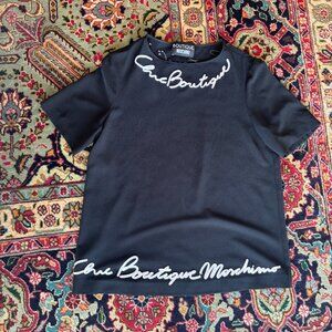 Moschino Black Embroidered Script Blouse – Size IT 44 (US 10)